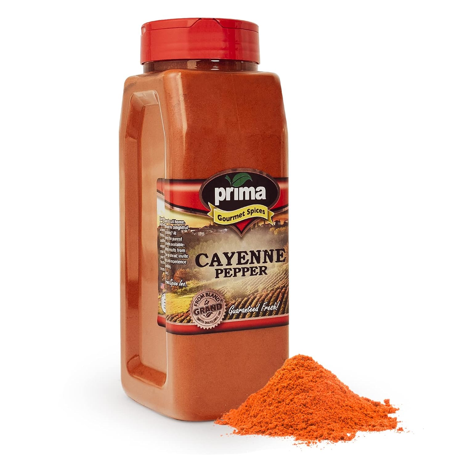 Prima Spice Hot Cayenne Pepper Powder Bulk 5 LBS-60,000 SHU Heat Unit-Gluten Free All Natrual Red Ground Pepper-For Commercial & Home Use