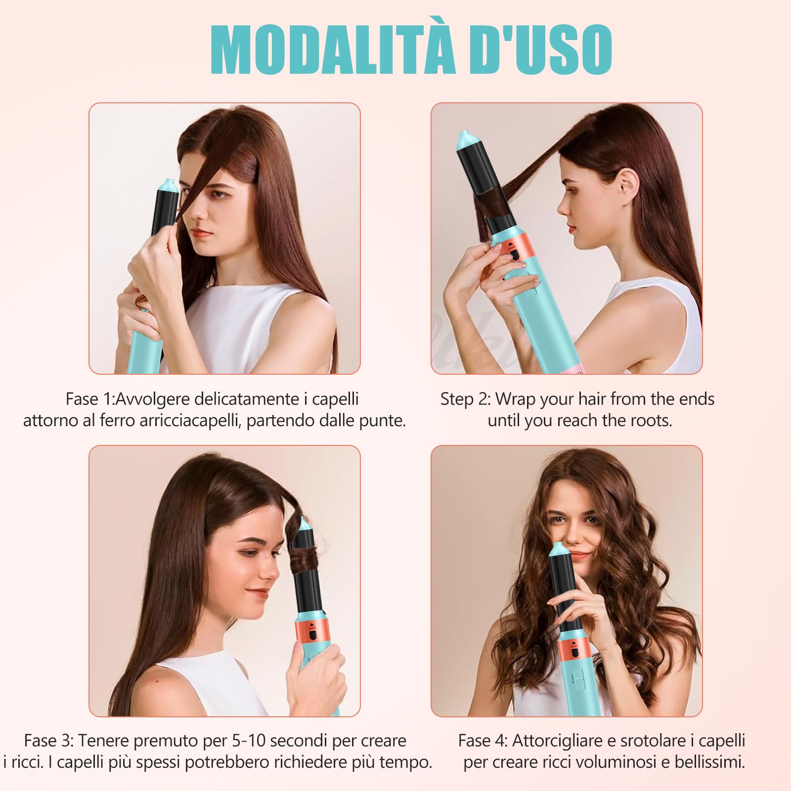 Spazzola Ad Aria Calda, Hair Brush set da 5 pezzi, 1000W Spazzola Asciugacapelli, Tecnologia a Ioni, spazzola rotante per capelli Rivestite In Ceramica e Cheratina,Volumizzant, Asciugare,Arricciare