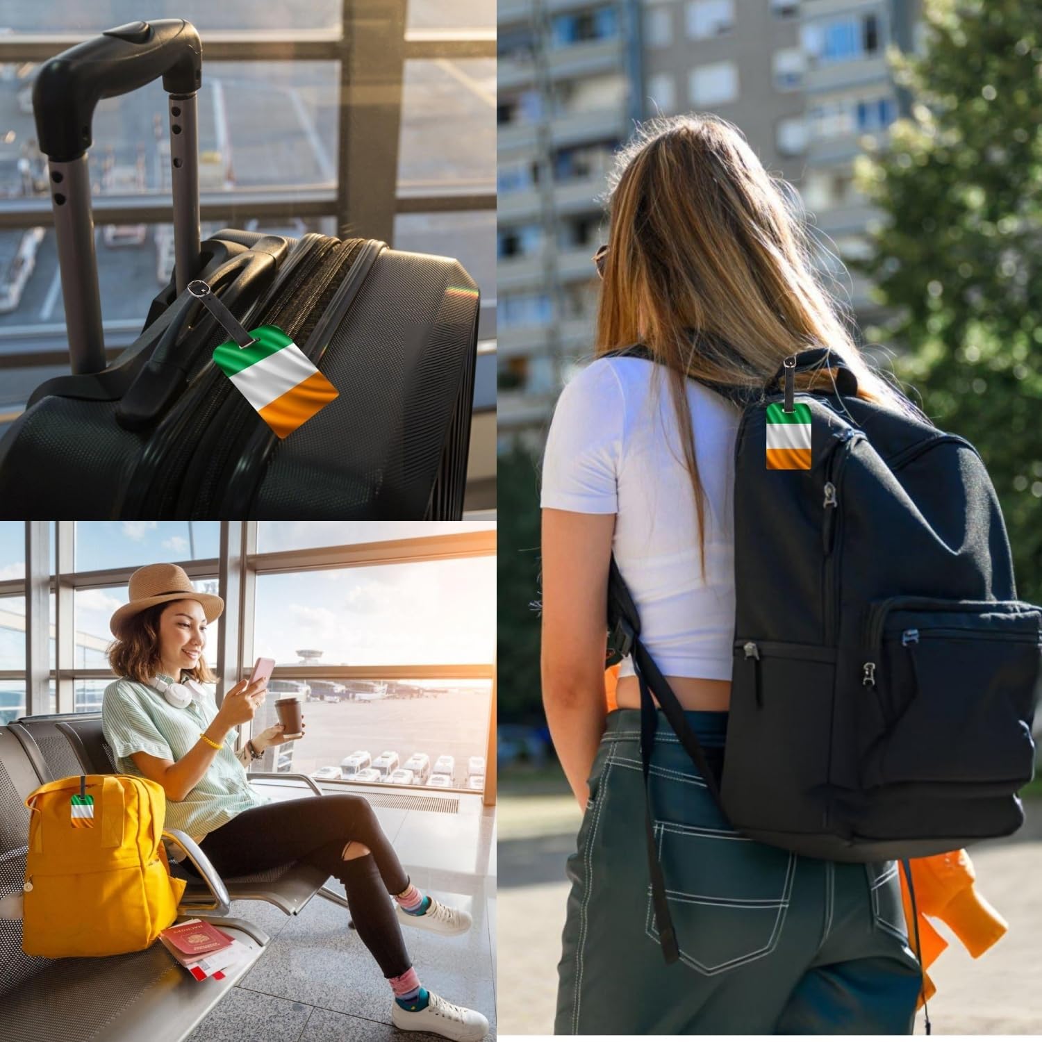 [Pack 2] tag8 Ireland Flag Smart Luggage tag |Trendy Luggage tag ID Identification | Suitcase Tag | Fashionable Digital Name tag | Airline Compliant, SITA World Tracer Code Enabled | Gift idea