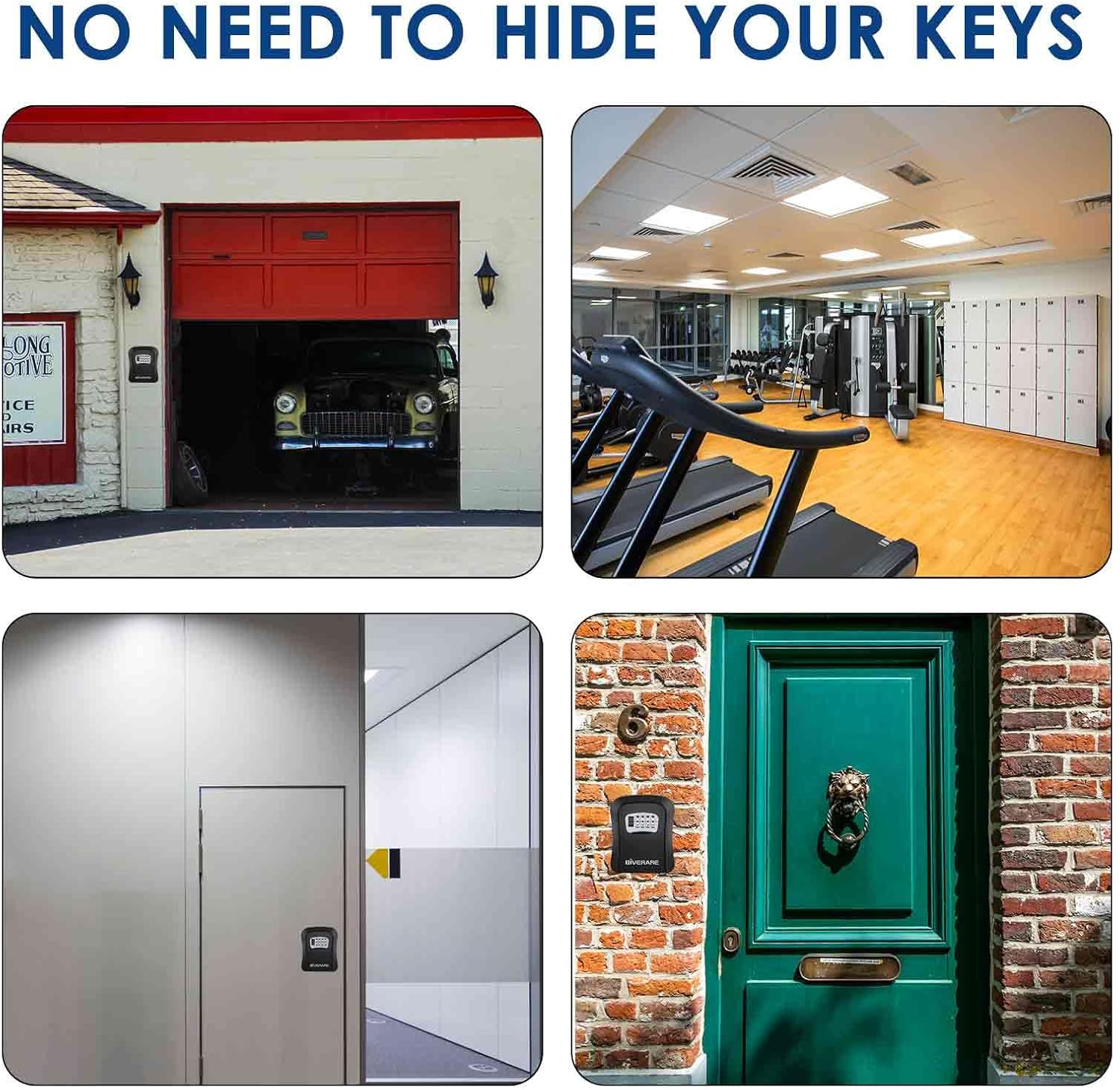 GIVERARE Key Lock Box Combination 4 Digits, Aluminum Alloy Lockbox, Metal Waterproof Wall Mount Outdoor Key Hider, Resettable Security Password Box with Mounting Kit & Dust-proof Cover, Black