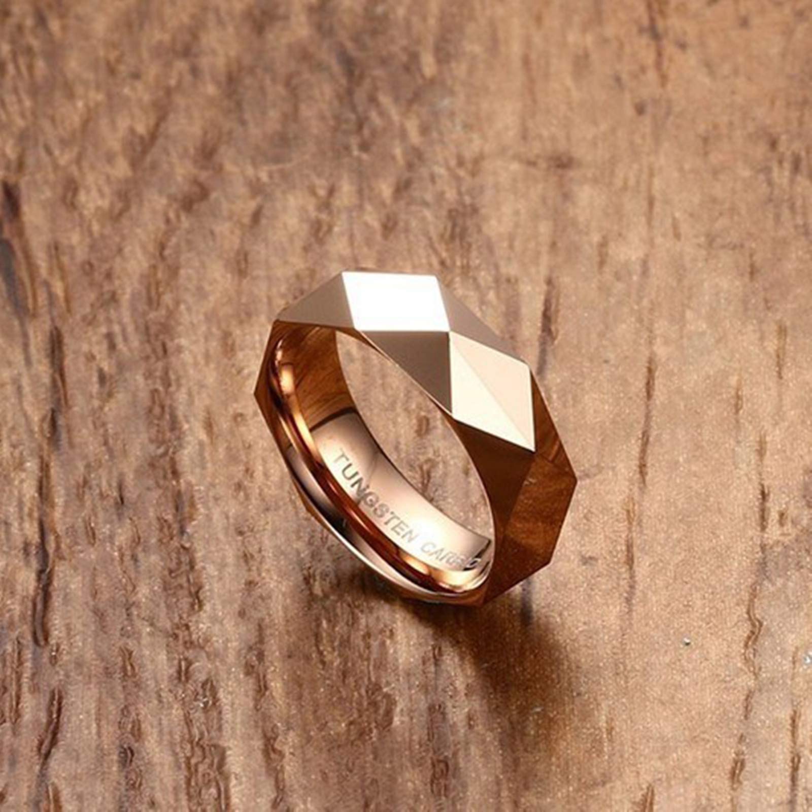 KnSam Set di 2 anelli di fidanzamento in acciaio inox, per coppia di anelli di fidanzamento, in oro rosa e oro rosa, Acciaio inossidabile
