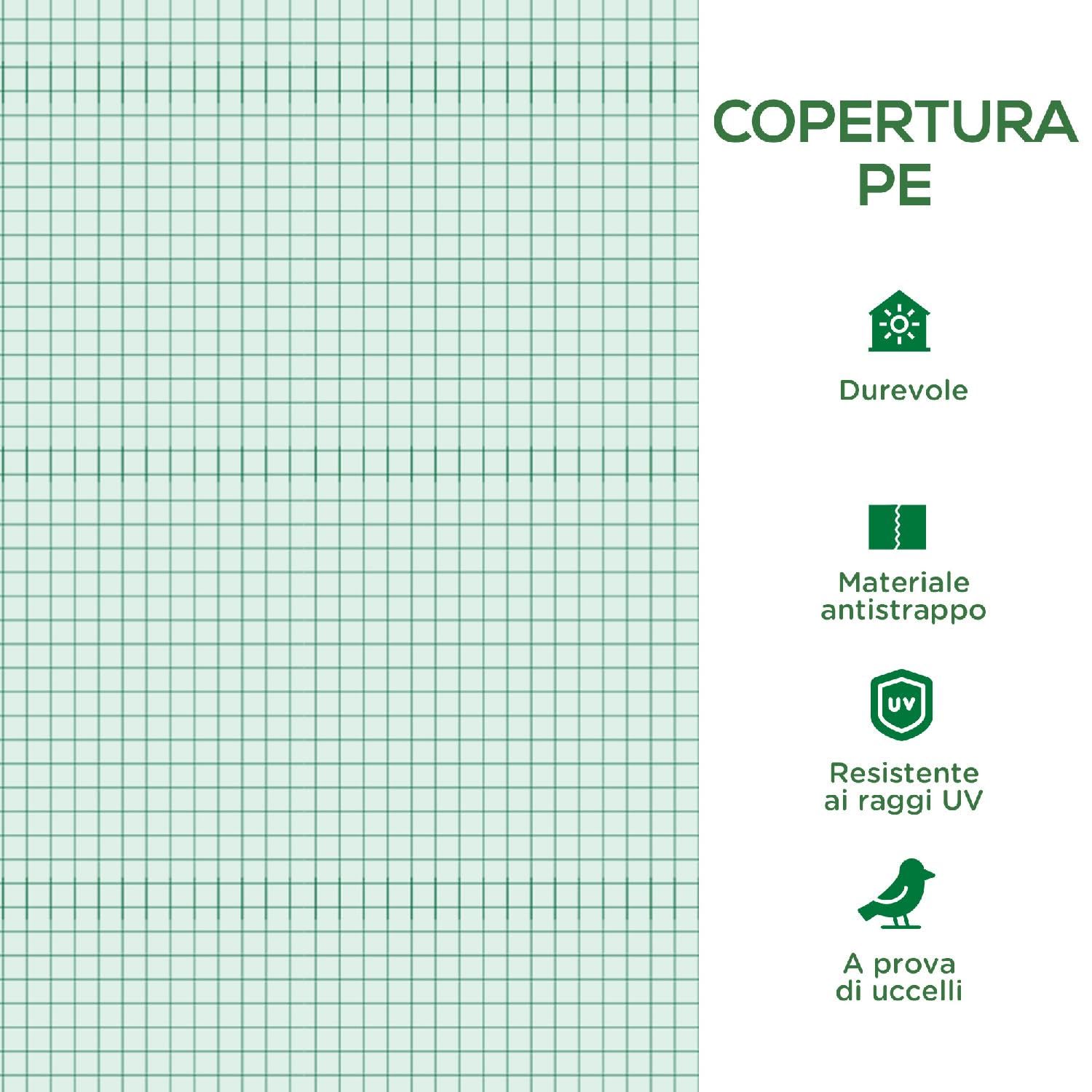 Telo per Serra da Giardino in Pe con 12 Finestre Porta Avvolgibile e Bordi Interrati 6x3x2 m Verde