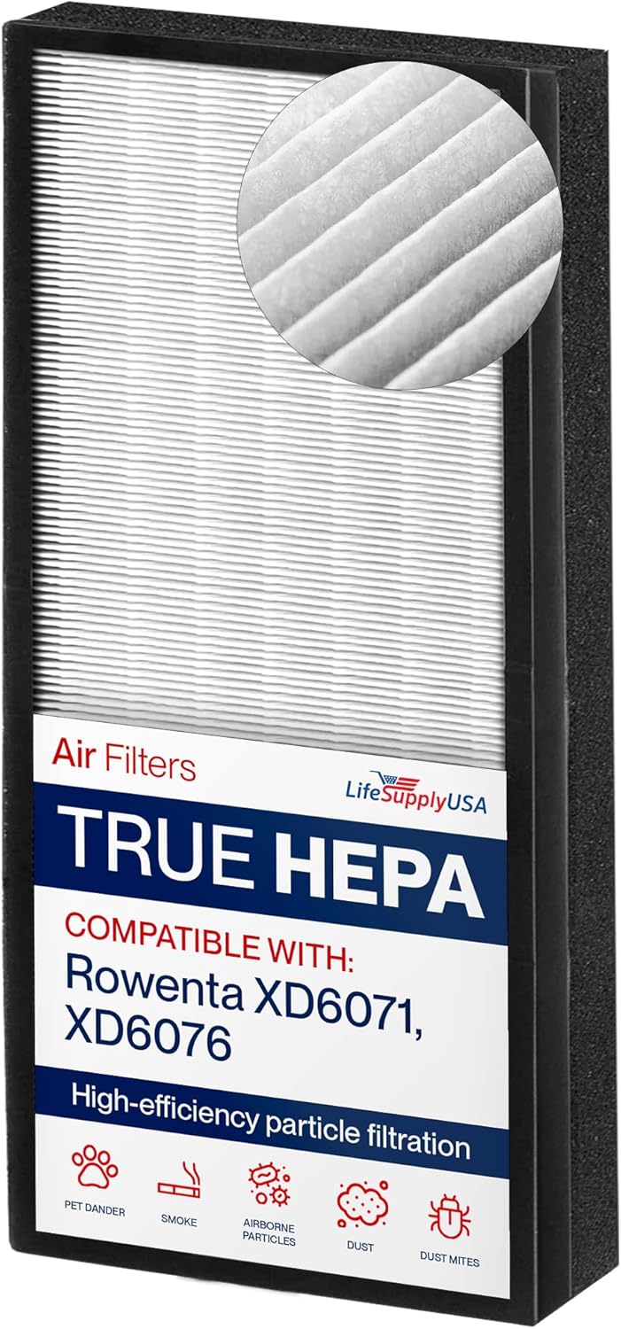 True HEPA Filter Compatible with Rowenta Allergy+ XD6071 & XD6076 -Fits Intense Pure Air XL PU6010 / PU6020 by LifeSupplyUSA