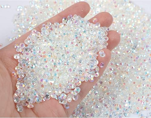 Miniatura 3 de 5 paquetes de diamantes de imitación de resina AB de 0.079, 0.118, 0.118 y 0.236 pulgadas, 5 paquetes de diamantes de imitación blancos de resina AB