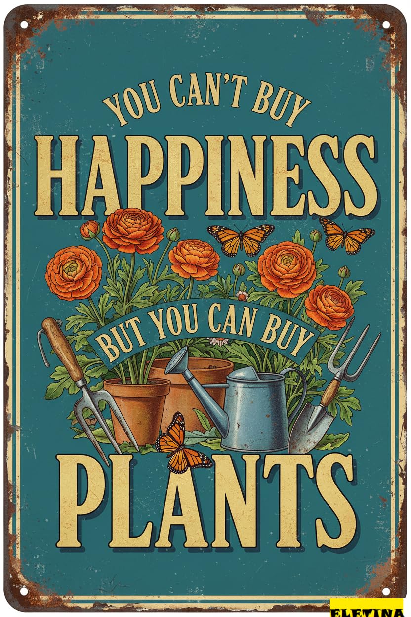 Garden Wildflowers Plants Tin Sign, 8x12 Inch