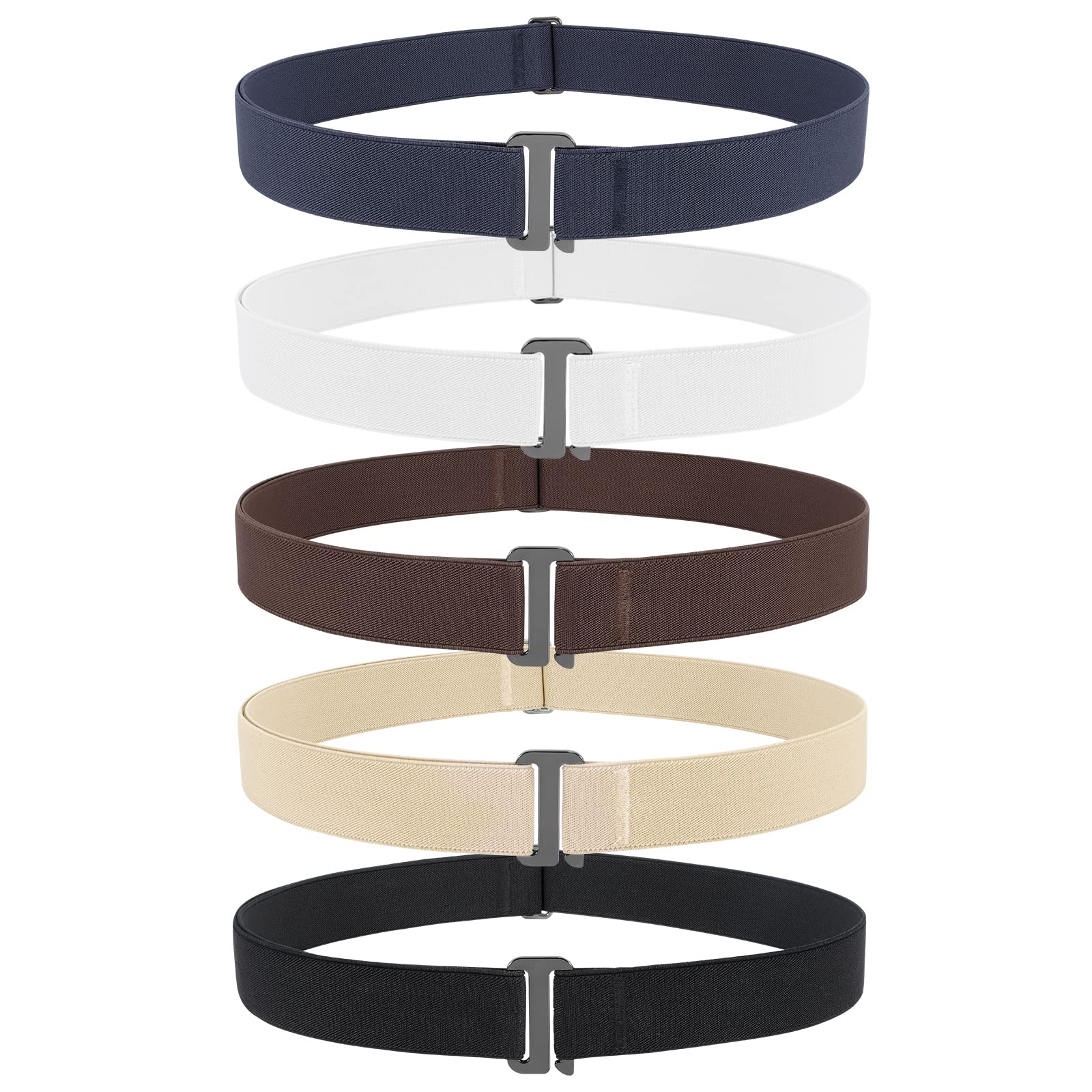 JASGOOD Invisible Women Stretch Belt No Show Elastic Web Strap Belt with Flat Buckle for Jeans Pants Dresses