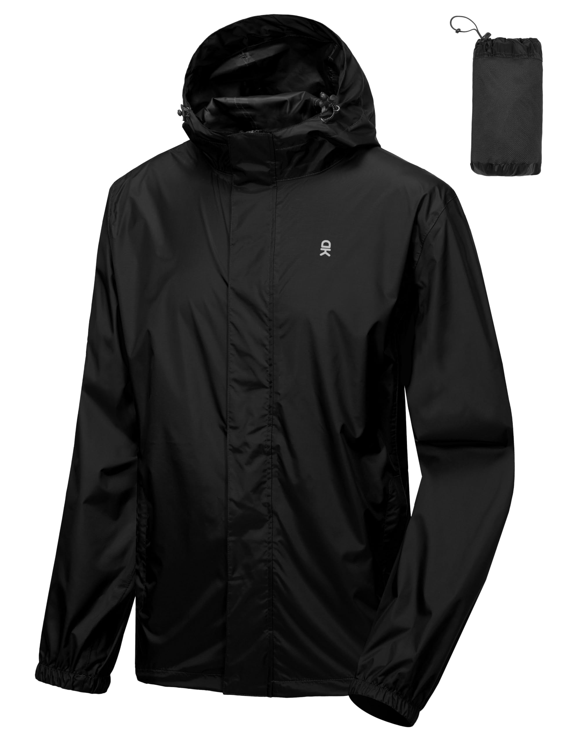 Little Donkey Andy Men's Packable Rain Jacket Windbreaker Waterproof Lightweight Rain Coat with Hood for Golf Cycling Hiking