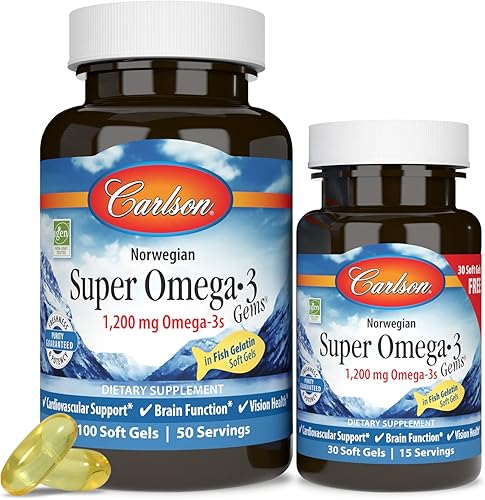 Miniatura 5 de Carlson Super Omega-3 Gemas Pescetariano Noruego 1200 mg Omega-3s 100  30 geles blandos
