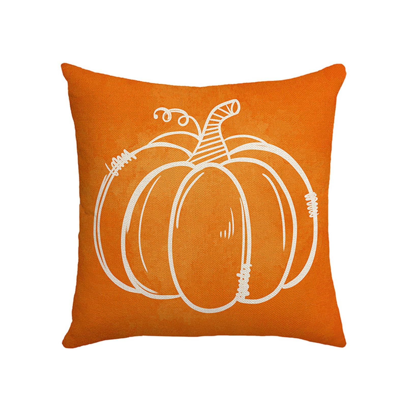 KLUSIET Fall Pillow Covers 18x18 Set of 4, Pumpkin Linen Throw Pillow Covers, Harvest Autumn Thankful Maple Leaf Fall Decorations for Home Sofa Couch(A-1pcs)