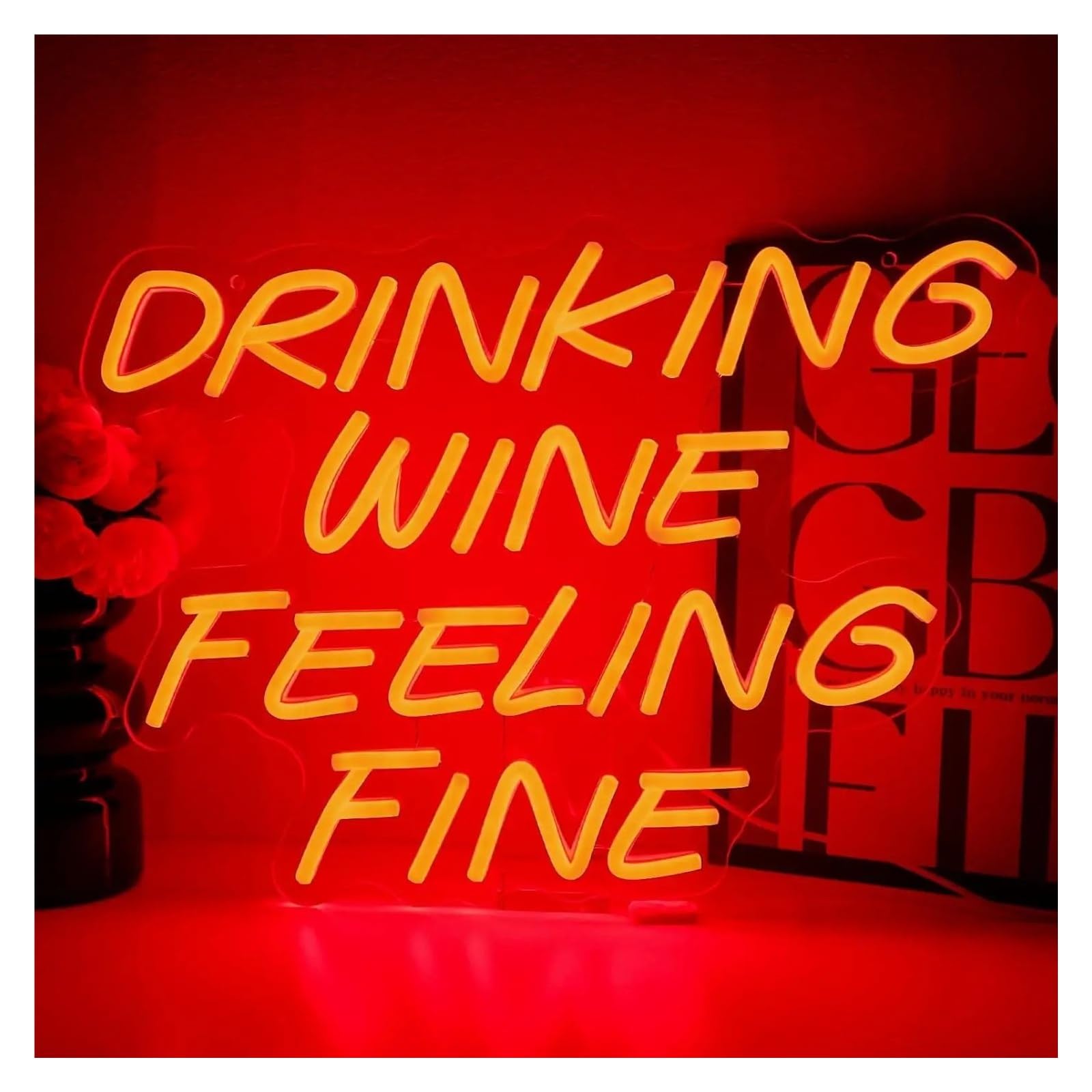 XENITE Hanging Art Neon Signs Drinking Wine Feeling Fine Neon Sign Lights for Bedroom Bar Drink Shop Kitchen Home Pub Restaurant 15.75x11.25in