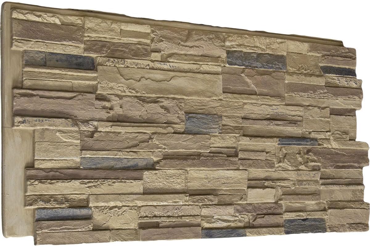 Ekena Millwork 48 5/8"W x 24 3/4"H x 1 1/4"D Cascade Stacked Stone, StoneWall Faux Stone Siding Panel, Colfax