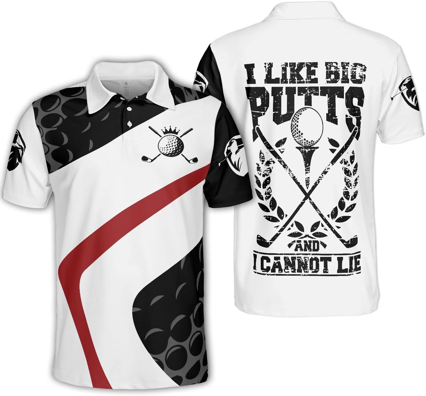 Polomine Shirts, Golf Shirts for Men Funny Polo Gift Idea for Golfers Golfing Dry Fit Clothes, I Like Big Putts I Cannot Like