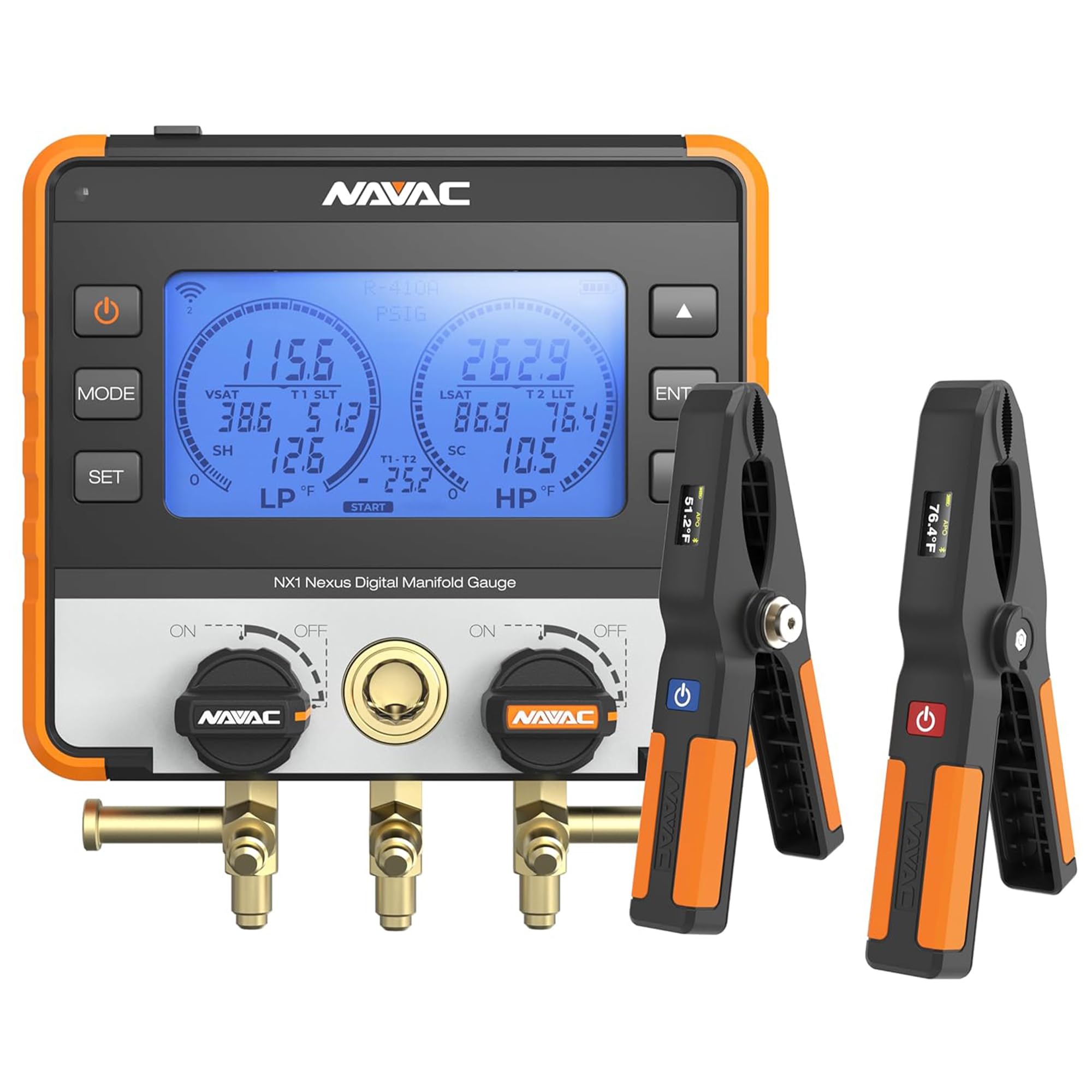 NAVAC NX1 Nexus Digital Manifold Gauge | Bluetooth for Temperature Probes | Impact-Resistant HVAC Gauge with Aluminum Body and Rubber Cover | A2L Compatible | 2 Years Warranty-image-40