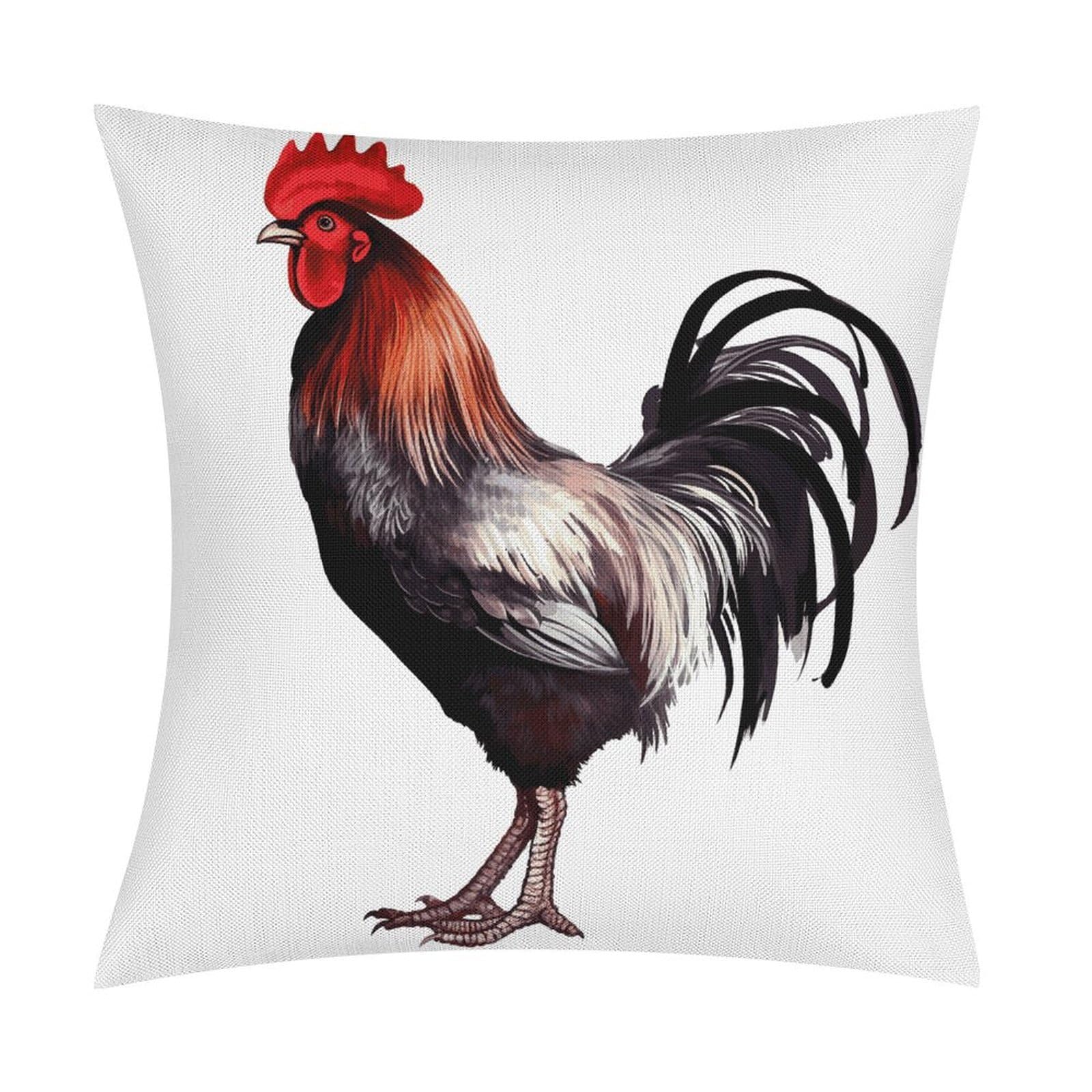 FekiLoot Rooster Throw Pillow Cover Soft Square Cushion Case Farmhouse Cushion Cover Decorative Pillow Cover Modern Pillowcase for Sofa Living Room Bed Home Decor 18x18 Inch