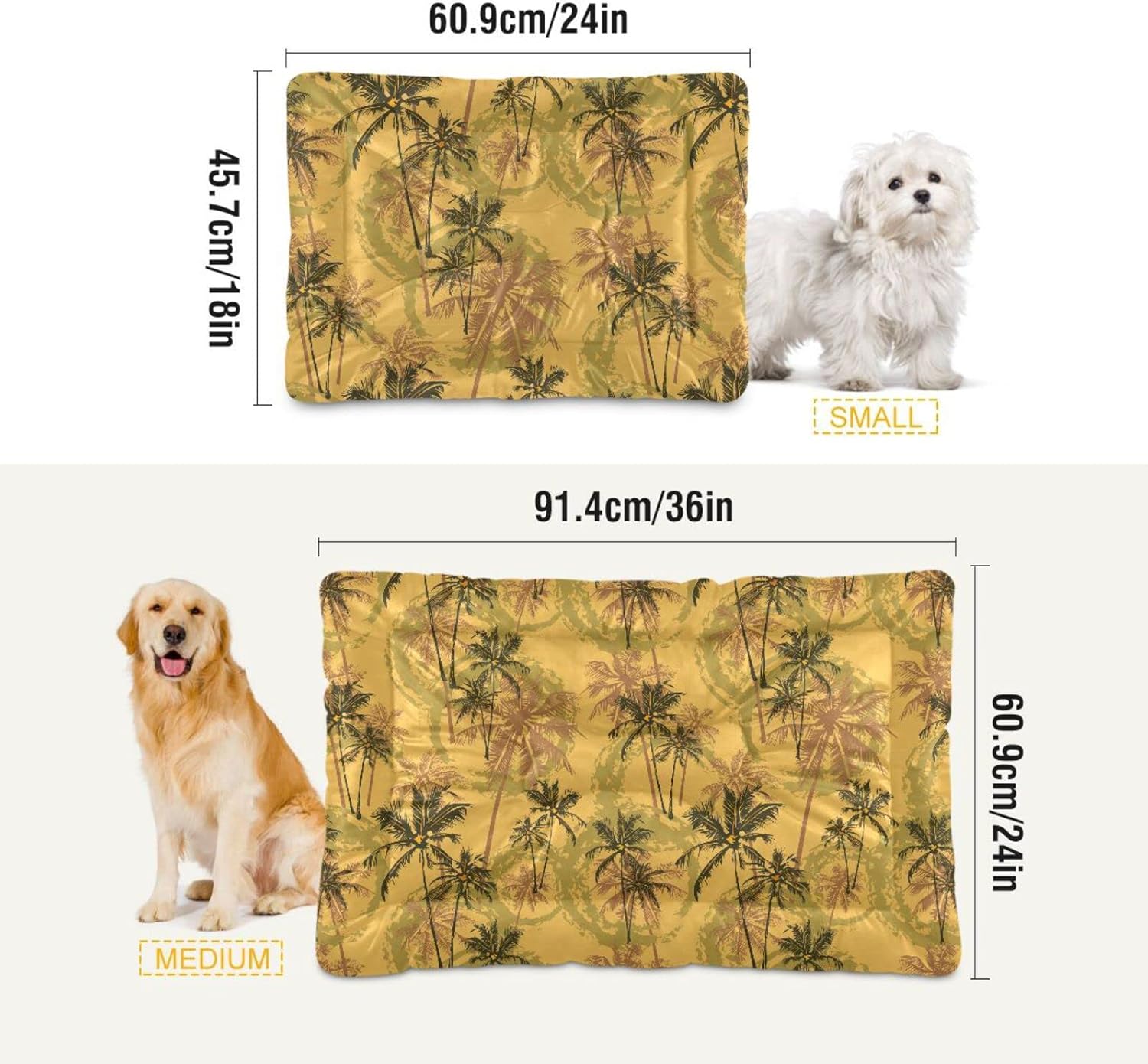 review Tropical Palm Trees Dog Cat Bed Washable Crate Pet Bed Anti-Slip Comfortable Dog Kennel Crate Mat for Indoor Small Medium Large Dogs, 18 x 24 Inch