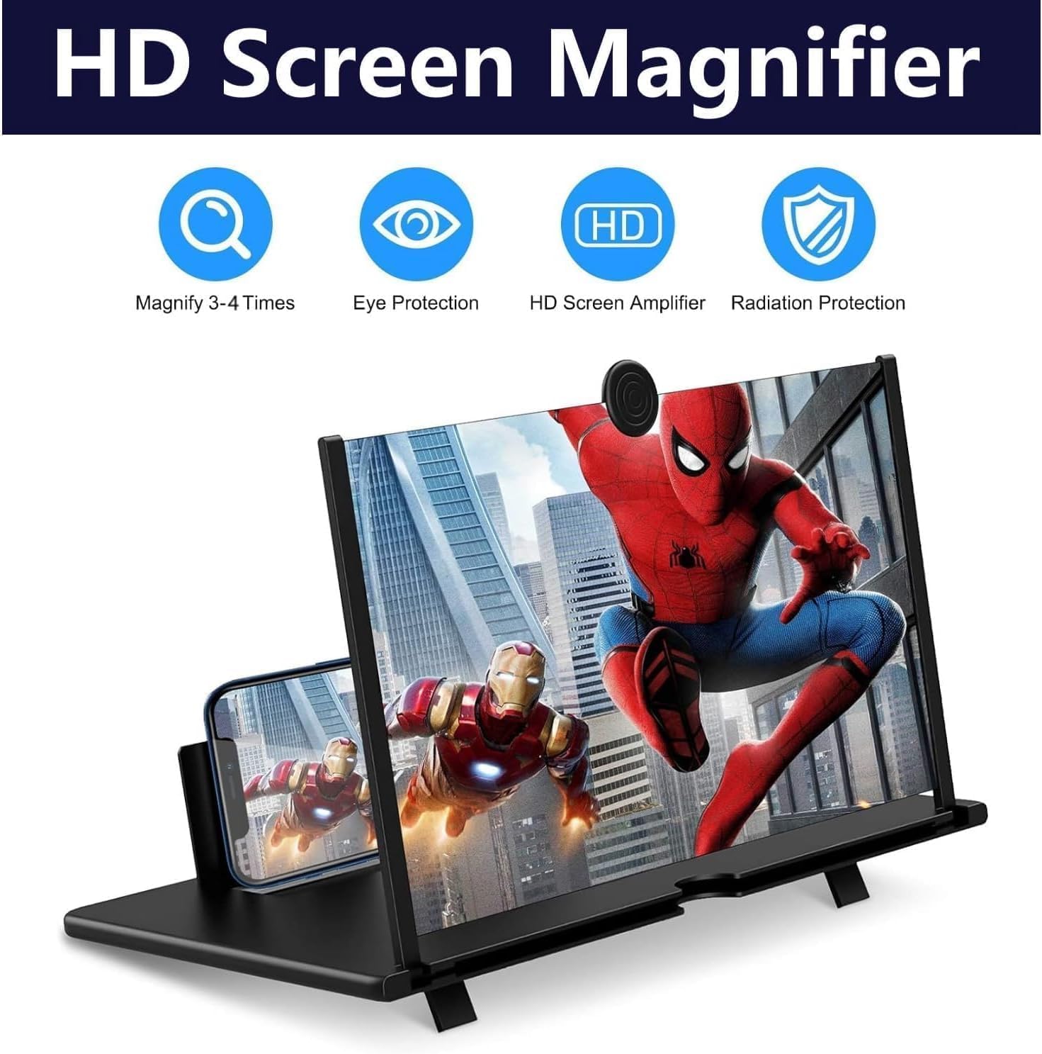 Loupe ecran Telephone, 3D HD Agrandisseur ecran Telephone, 18 Zoll Pliable Loupe Telephone Portable, pour Regarder des Vidéos sur Tous Les Smartphones