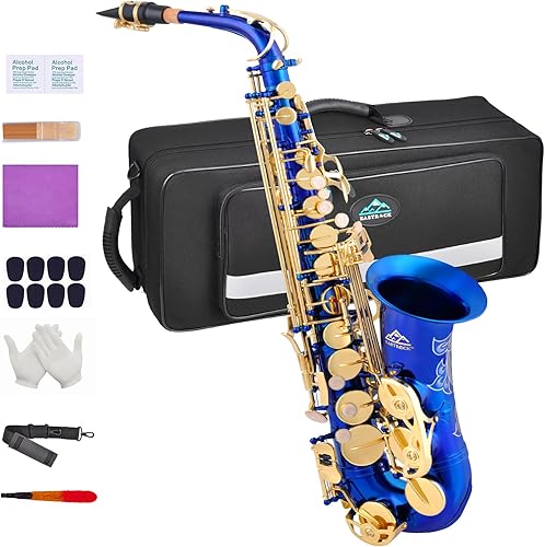 Miniatura 10 de EASTROCK Saxofón Alto Mi Bemol de Níquel Negro/Dorado Kit Completo para Estudiantes Principiantes con Estuche de Transporte, Boquilla, Almohadillas