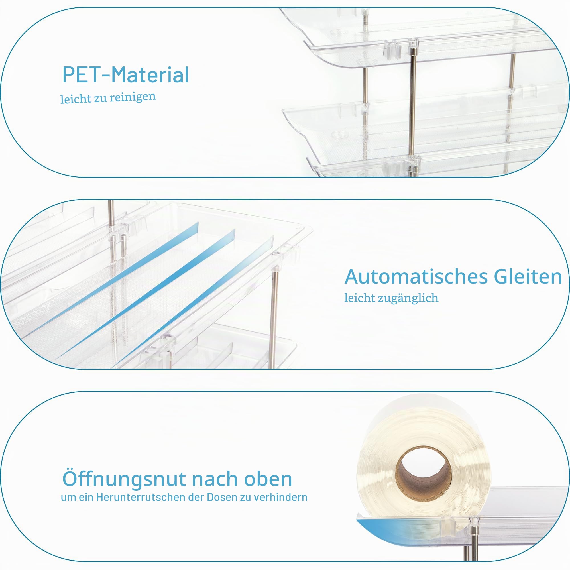 Dosen Organizer Dosenspender, Verstellbare Höhe und Breite, Dosenhalter, Dosenregal Kühlschrank Organizer Getränke,Hält bis zu 48 Dosen, für Speisekammer, Schrank Küche, 4 Ebenen