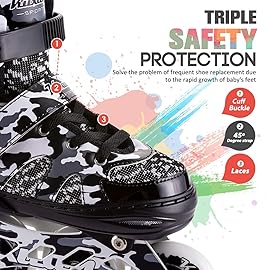 Kuxuan Boys Adjustable Inline Skates with Light up Wheels, Fun Illuminating Skates for Kids Girls Youth