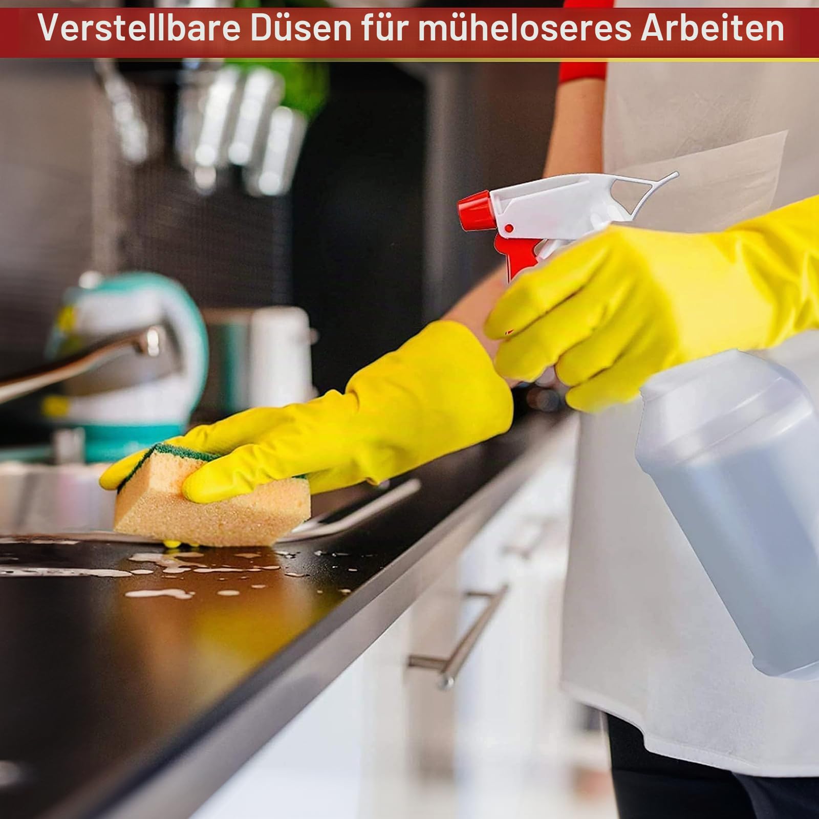 12 Stück Sprühflaschen 500ml – Leere Kunststoff Sprühflasche Nachfüllbar, Sprühflasche mit Handgriff und verstellbarer Düse für Reinigung Garten Pflanzen Haare (16 oz / 500 ml)