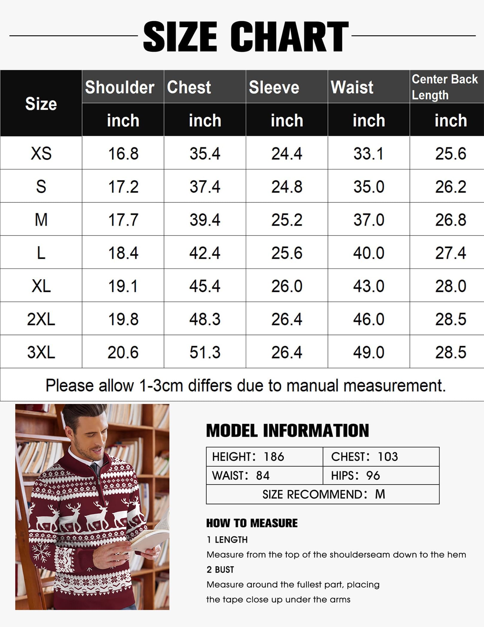 COOFANDY Maglione da uomo con scollo a 1/4, con chiusura lampo, collo alto, maglia fine, caldo, maglione invernale