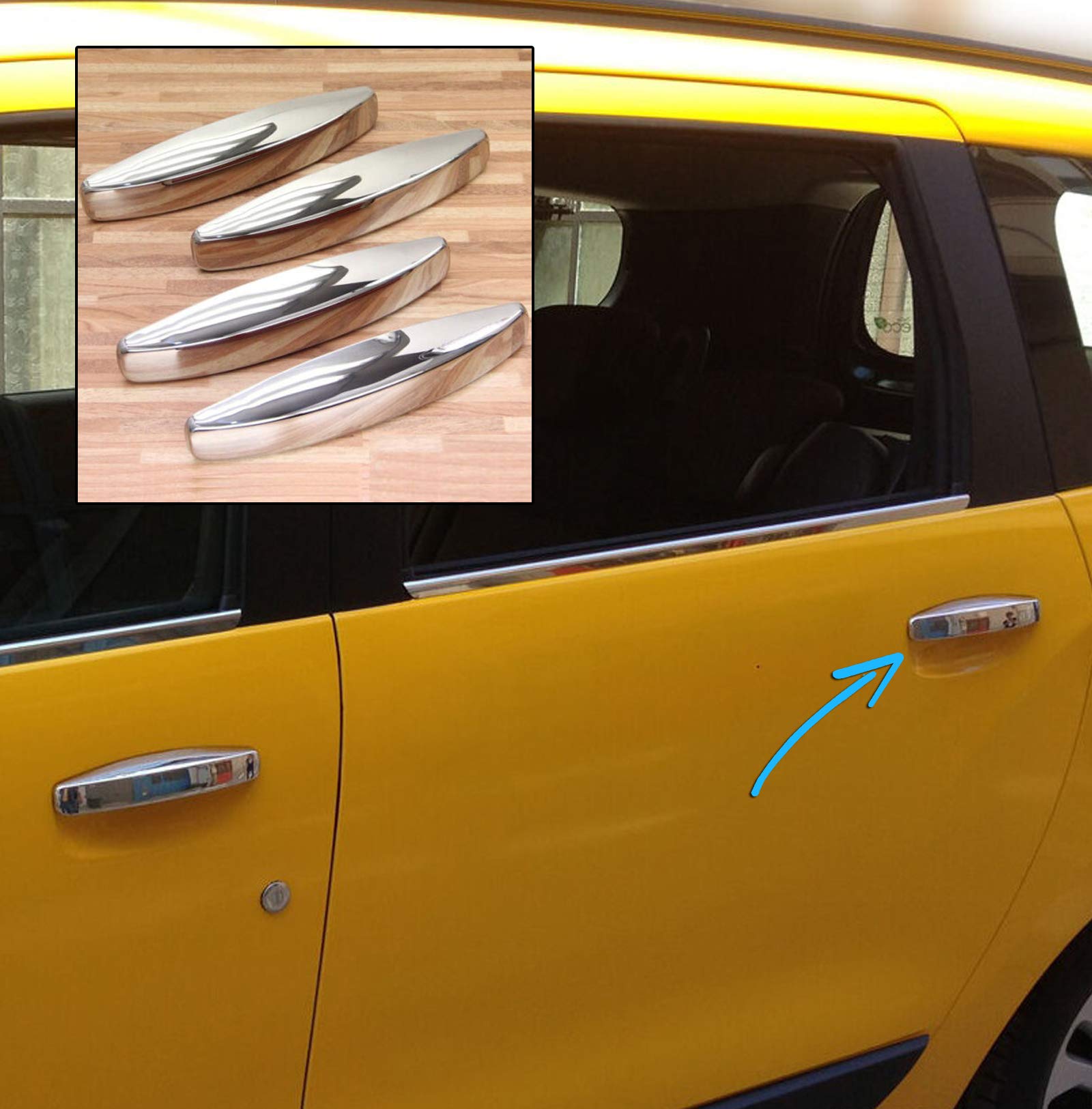 Maniglie Porta Dacia Duster 2010-2018 - Set 4 Pezzi In Acciaio INOX Cromato, Adesive