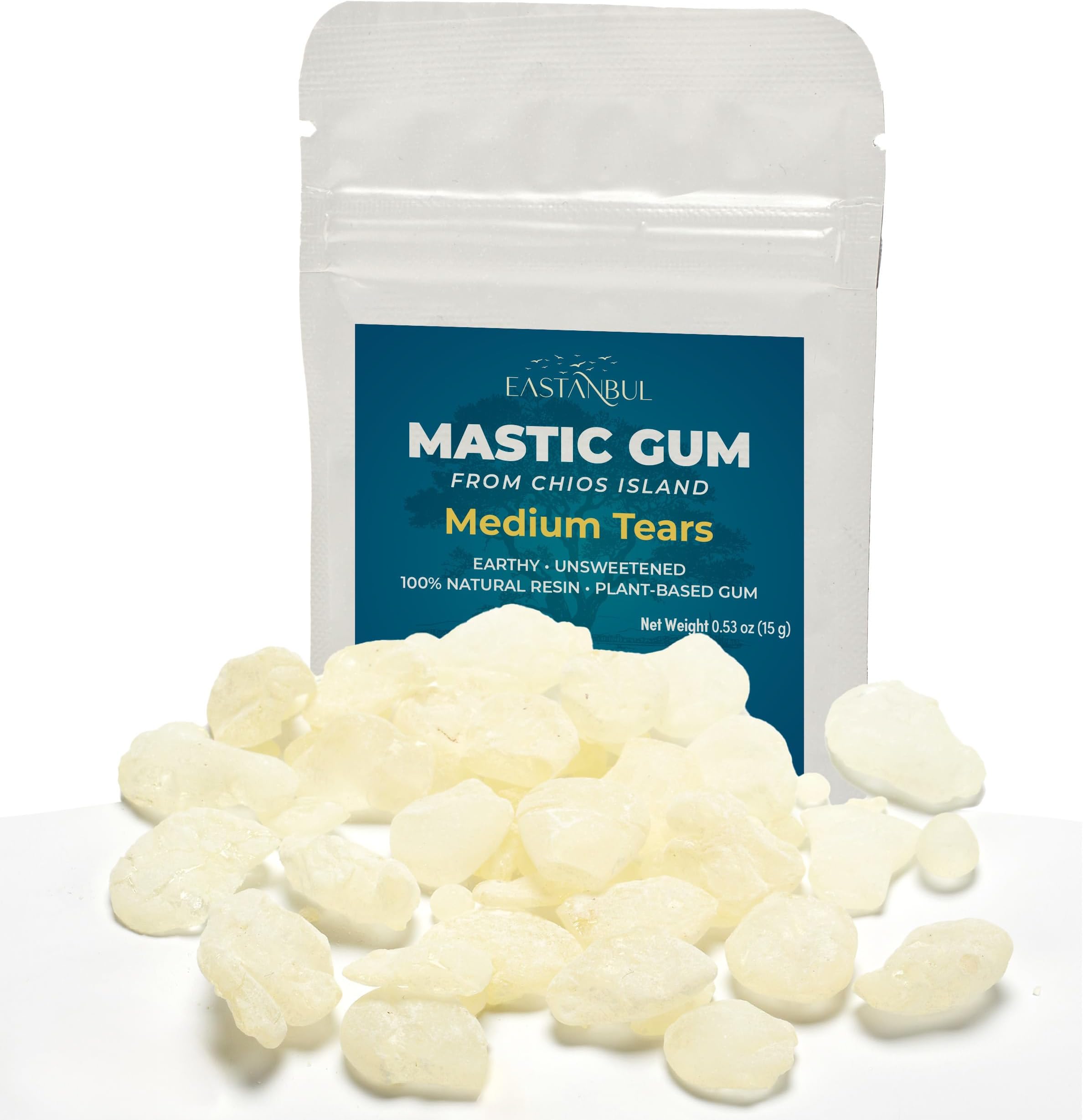 Eastanbul Majestic Gum Chewing Gum 15g for Majestic Chewing Muings for Chin Line Natural Tears in Resealable Bag Medium Size Natural Tears of Chios Vegan Non-GMO