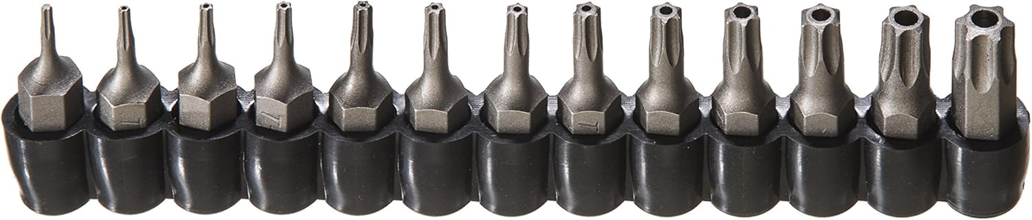 ARES 70093-13-Piece Tamper Resistant Star Bit Set - S2 CNC'd Security Bits - Storage Holder Included
