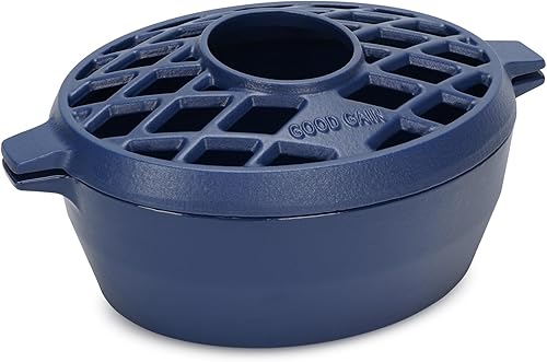 G Good Gain Vaporizador de estufa de leña, humidificador de chimenea, humidificador de hierro fundido para estufa, acabado azul mate, resistente a