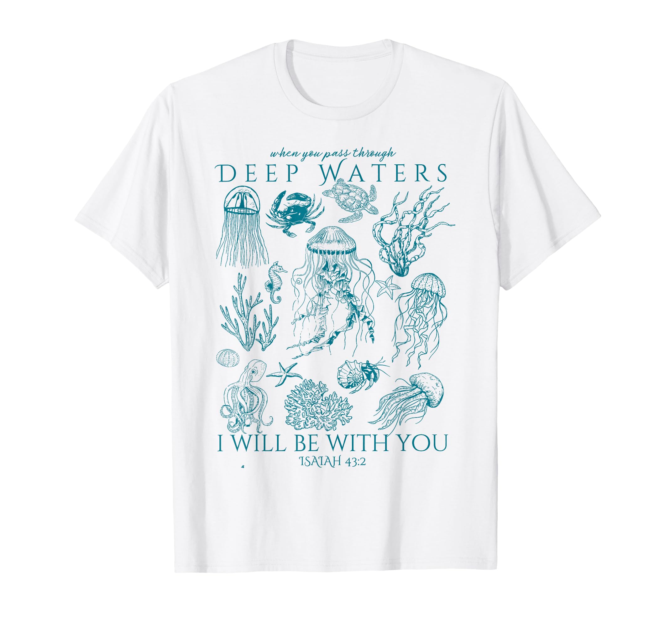 Christian Ocean Animal Coastal Sea Life Jesus Bible Verse T-Shirt