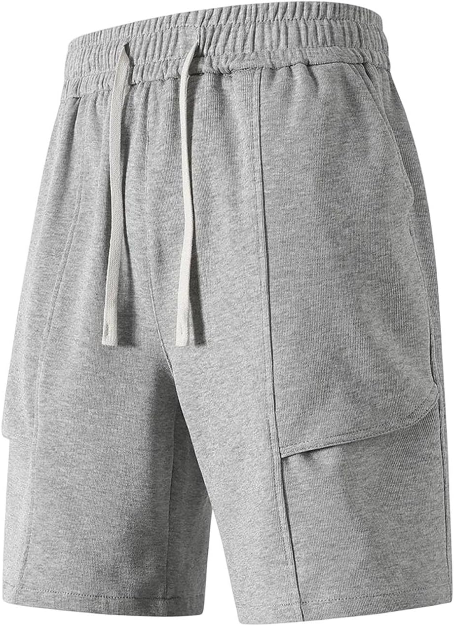 Men Summer Knit Cotton Blend Cool Comfort Relaxed Fit Casual Gym Shorts