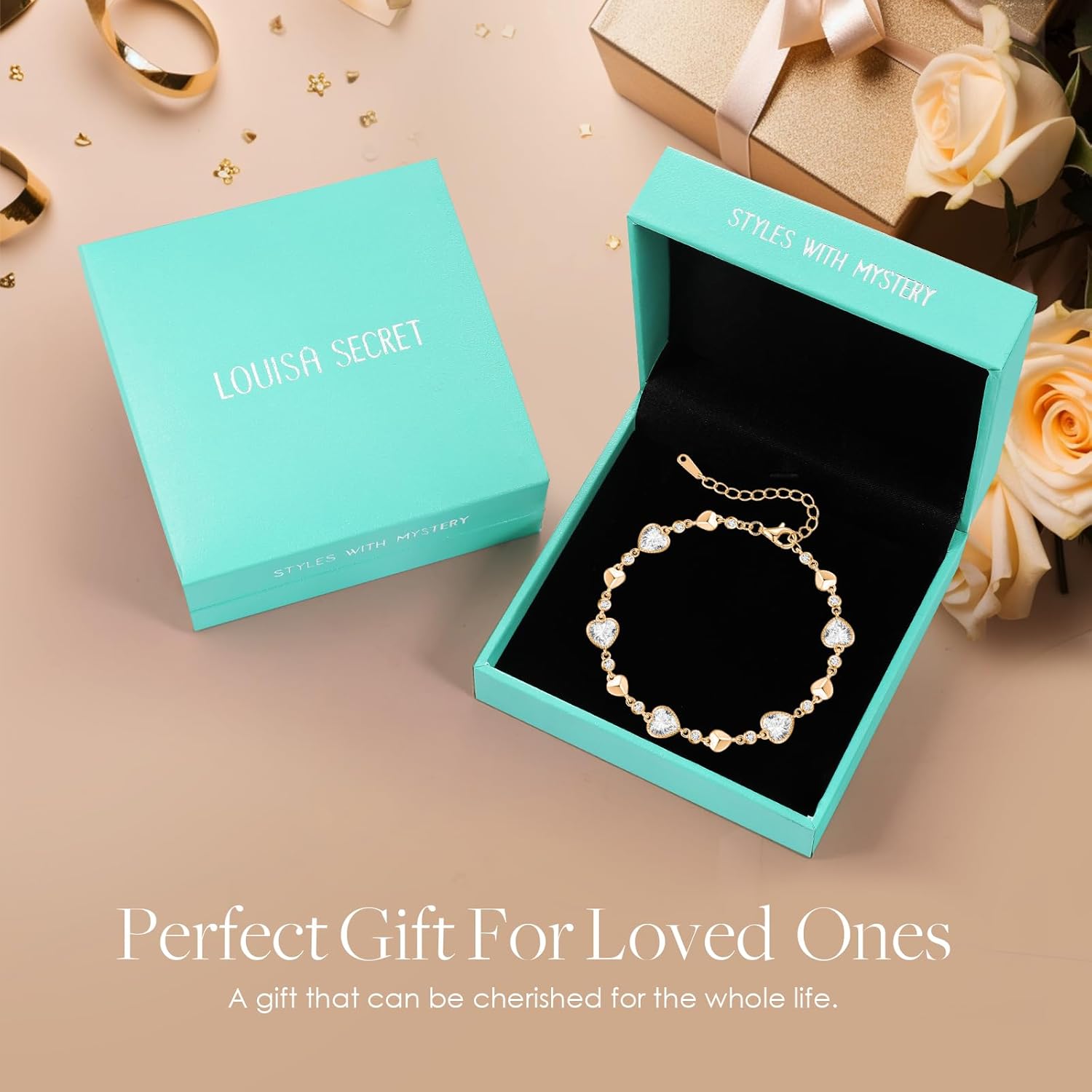 LOUISA SECRET Birthstone Bracelets for Women, 925 Sterling Silver or Brass Plated with Rose Gold Charm Link Bracelets Birthday Anniversary Christmas Gift for Women Wife Mom Girlfriend Lady - Image 6