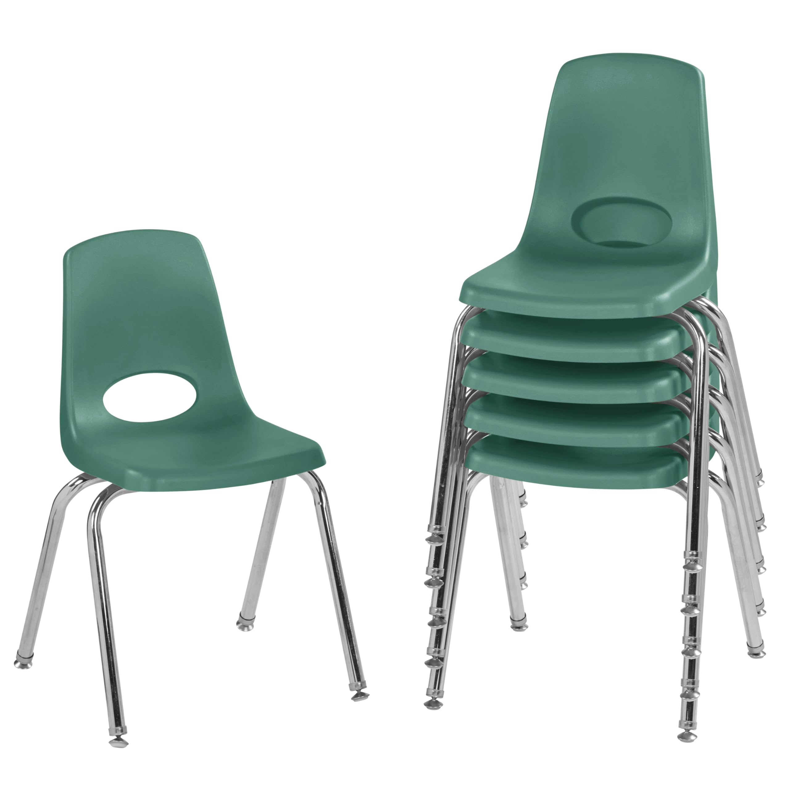 FDP 16" School Stack Chair with Swivel Glides, Green, 6-Pack, 10368-GN