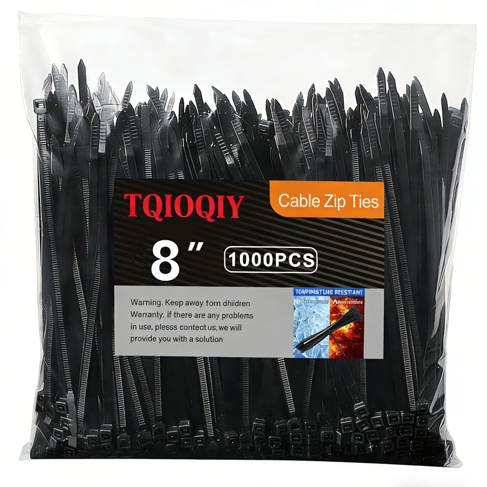 Attaches autobloquantes robustes noires de 20 cm pour l'atelier et la maison | Lot de 1000