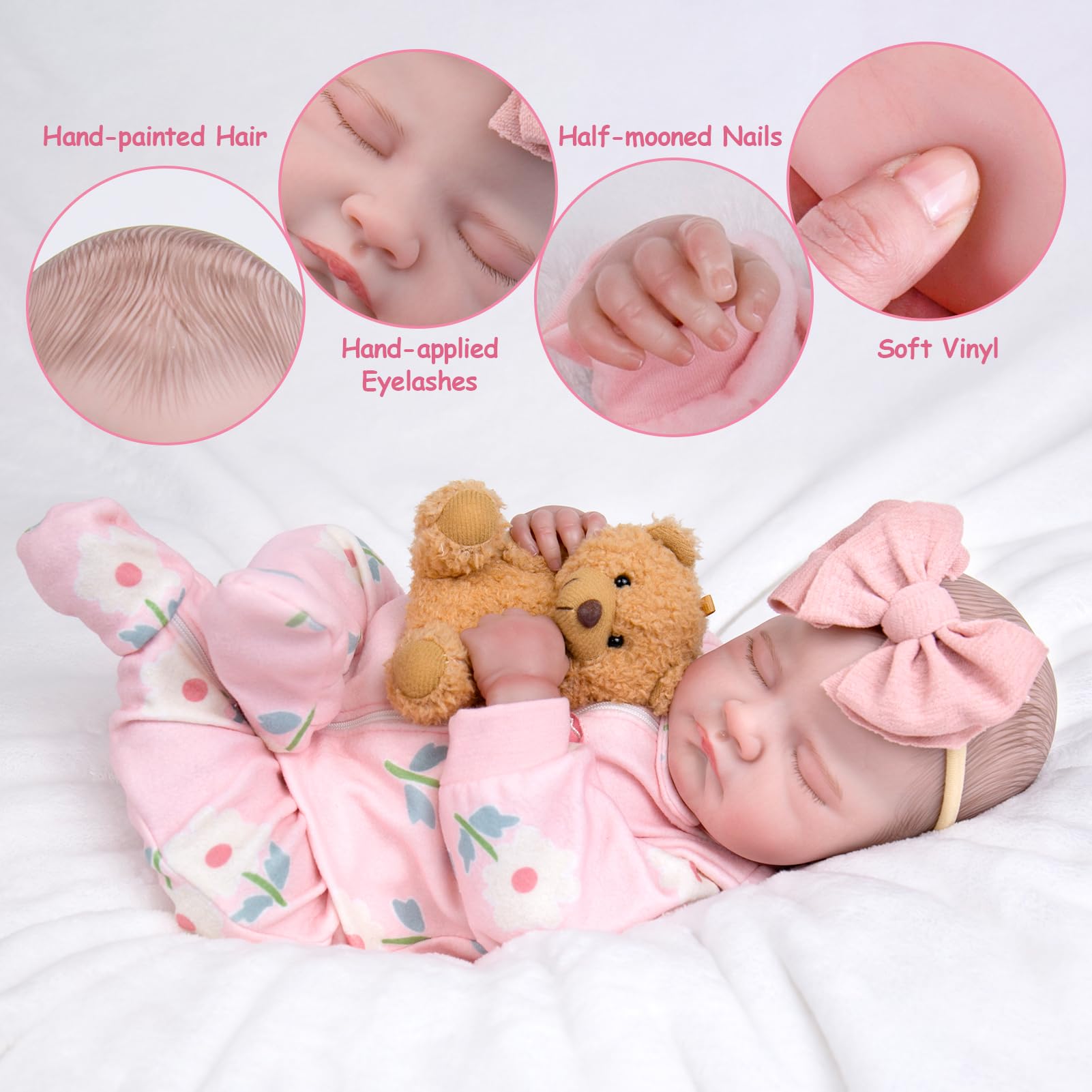 Muñecas de bebé Reborn realistas, de 20 pulgadas, muñeca de bebé recién nacida ultra realista con cuerpo pesado para acurrucarse, muñeca de vinilo suave para niños de 3 años en adelante 5