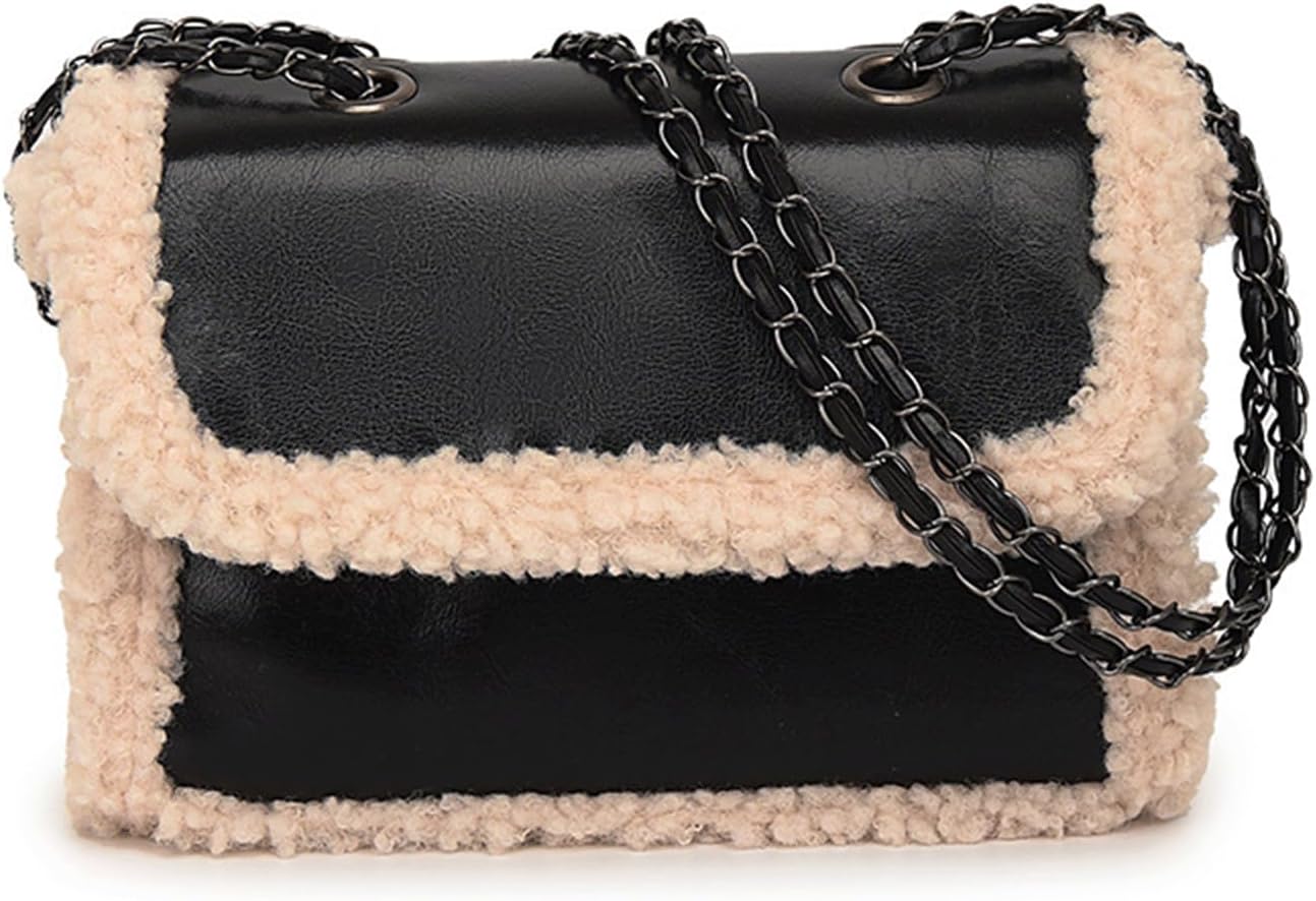 Fur Purse Fur Trim Purse Sherpa Fleece Fluffy Shoulder Bag Small Furry Fuzzy Soft Winter Fall Flap Handbag