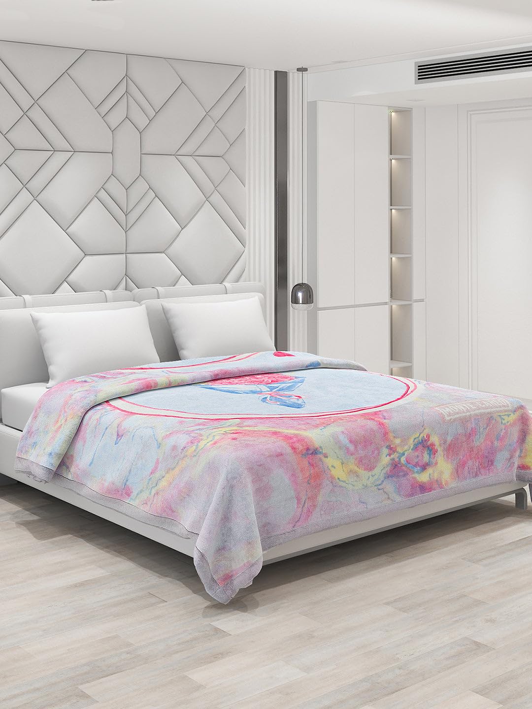 Monte Carlo Winter Double Bed Blanket Cashmere 2 Ply 795 GSM (Width 2.20 M X Length 2.40 M) Blue Pink-image-36