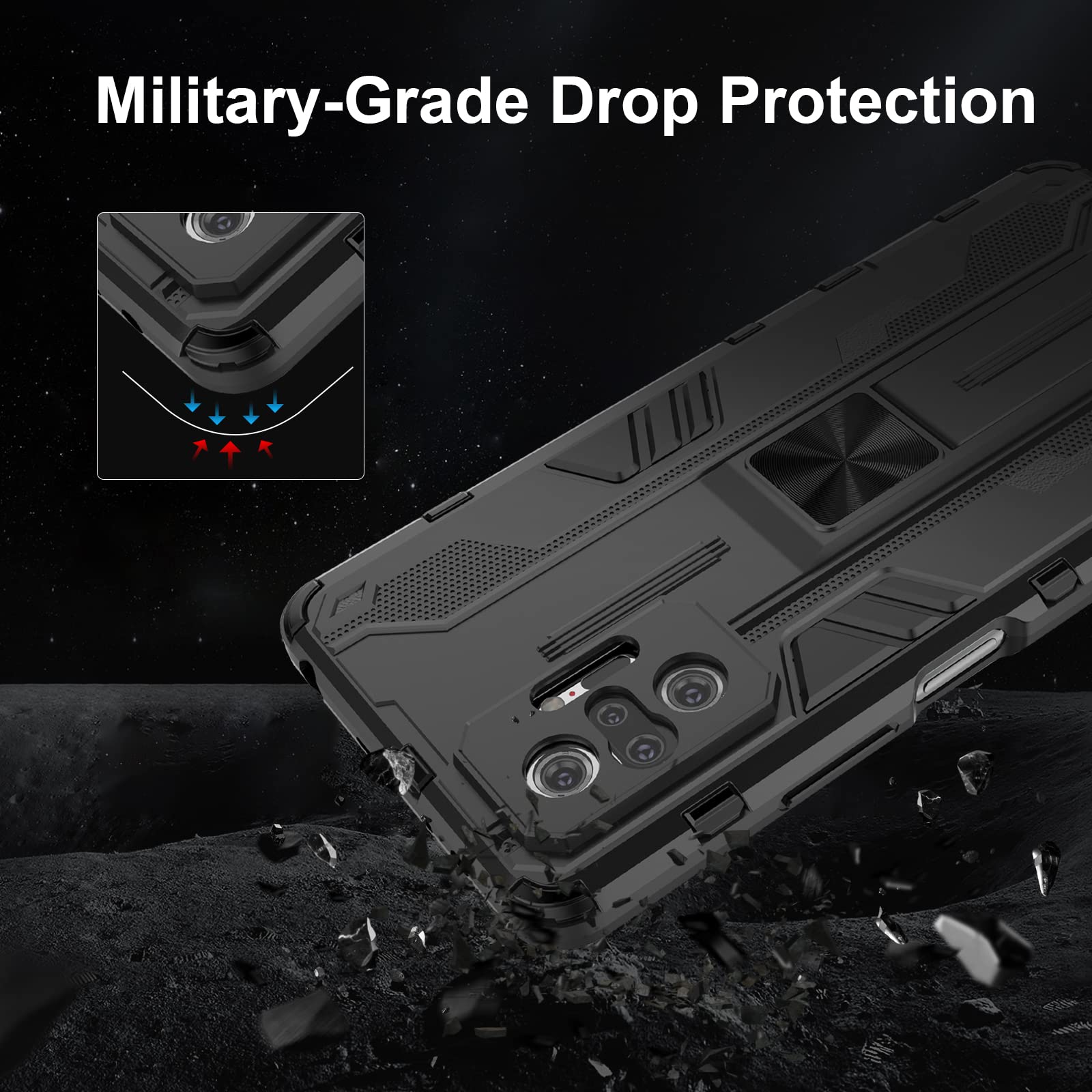Funda para Xiaomi Redmi Note 15 Pro 5G, Carcasa Antigolpes con Soporte anular metálico, Case Protectora de Grado Militar, Azul — view 548