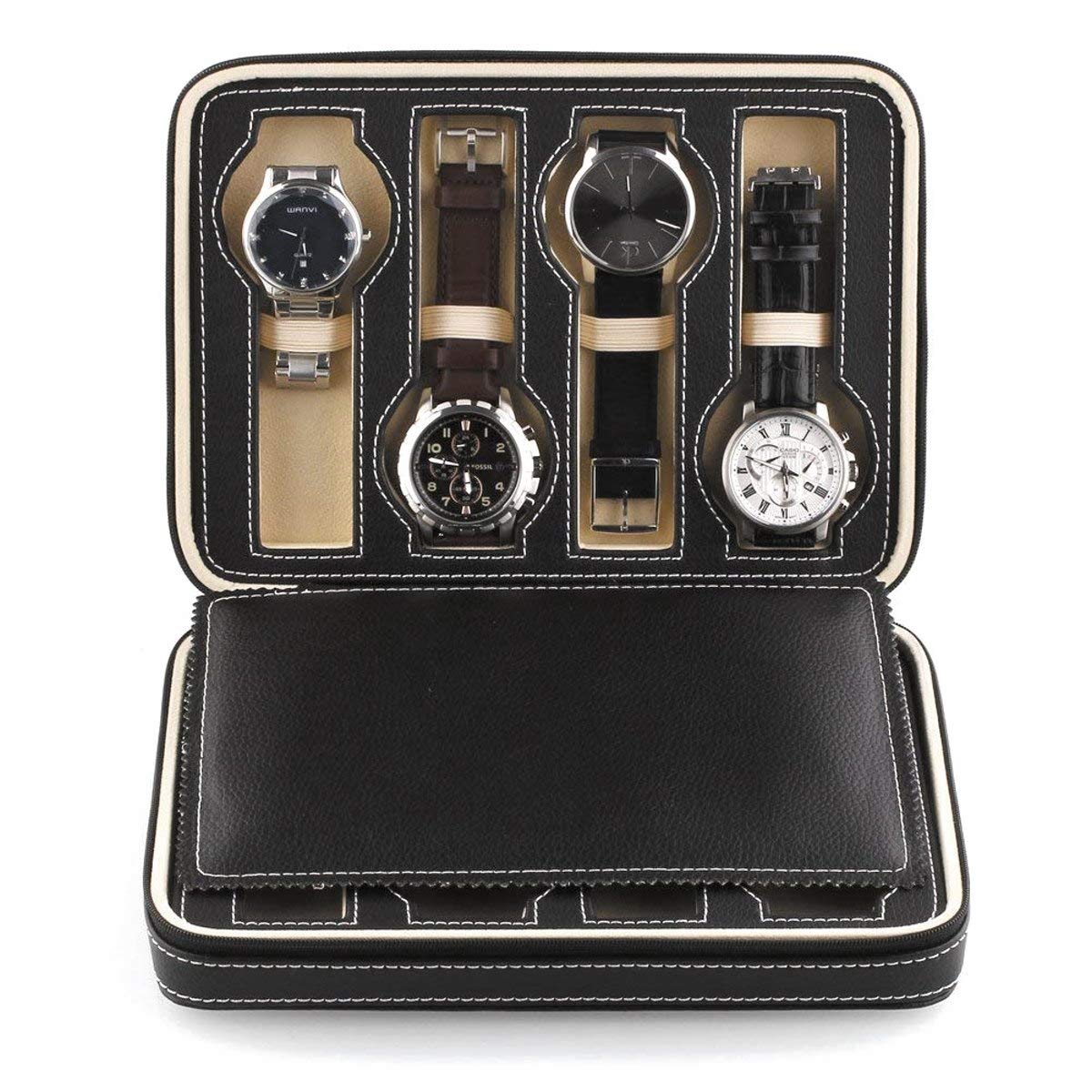 Estuche XXL Highlight OFFICIAL GENEVA BLACK para 8 relojes - cuero genuino