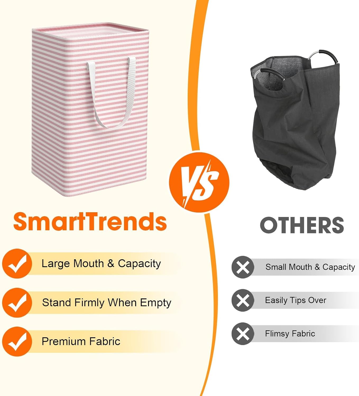 3 Pack Large Laundry Basket,Waterproof & Freestanding Laundry Hamper,Collapsible Clothes Hampers with Easy Carry Long & Reinforced Handles in Bathroom,College Dorm(75Lx3,Pink) - Image 3