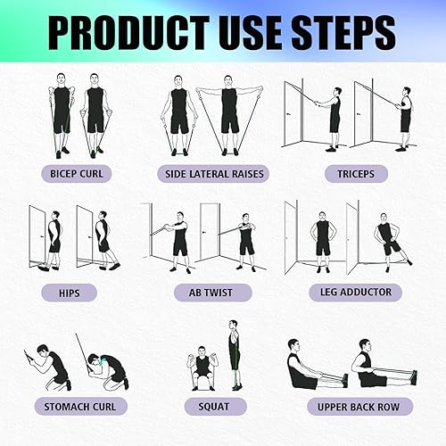 Miniatura 7 de WHATAFIT Bandas de resistencia, bandas de ejercicio, bandas de resistencia para entrenamiento, bandas de entrenamiento con asas para hombres