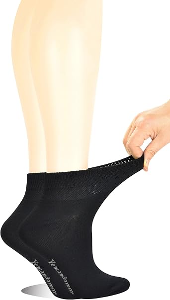 Yomandamor Womens Non-binding Diabetic Socks Seamless Bamboo Ankle socks,5 Pairs