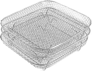 1 Set Air Fryer Shelf for Air Fryer, 3 Stackable Drying Racks, Stainless Steel Air Fryer Basket, Oven & Press Cooker Accessories