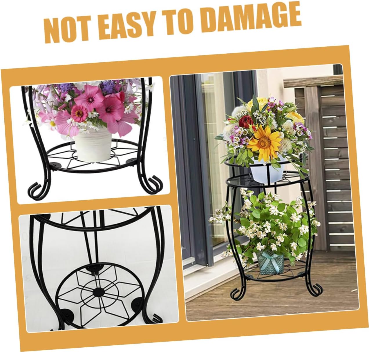 Double Tier Plant Stand Metal Flower Pot Holder for Use Stylish Display Rack for Balcony Hallway Kitchen and Bathroom for House Plants and Bonsai Decor