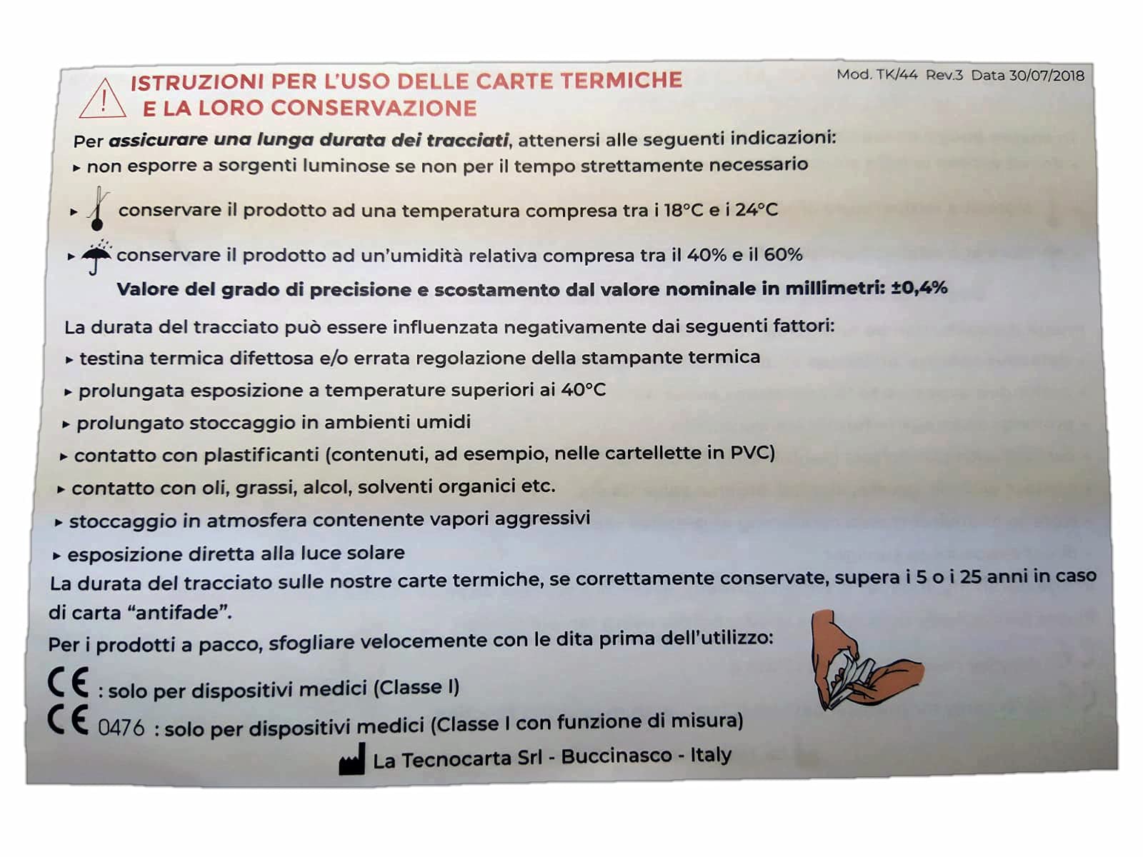 Tecnocarta op-122te pacchetti di carta termica per ecg compatibili con fukuda op-122te, 20 pezzi