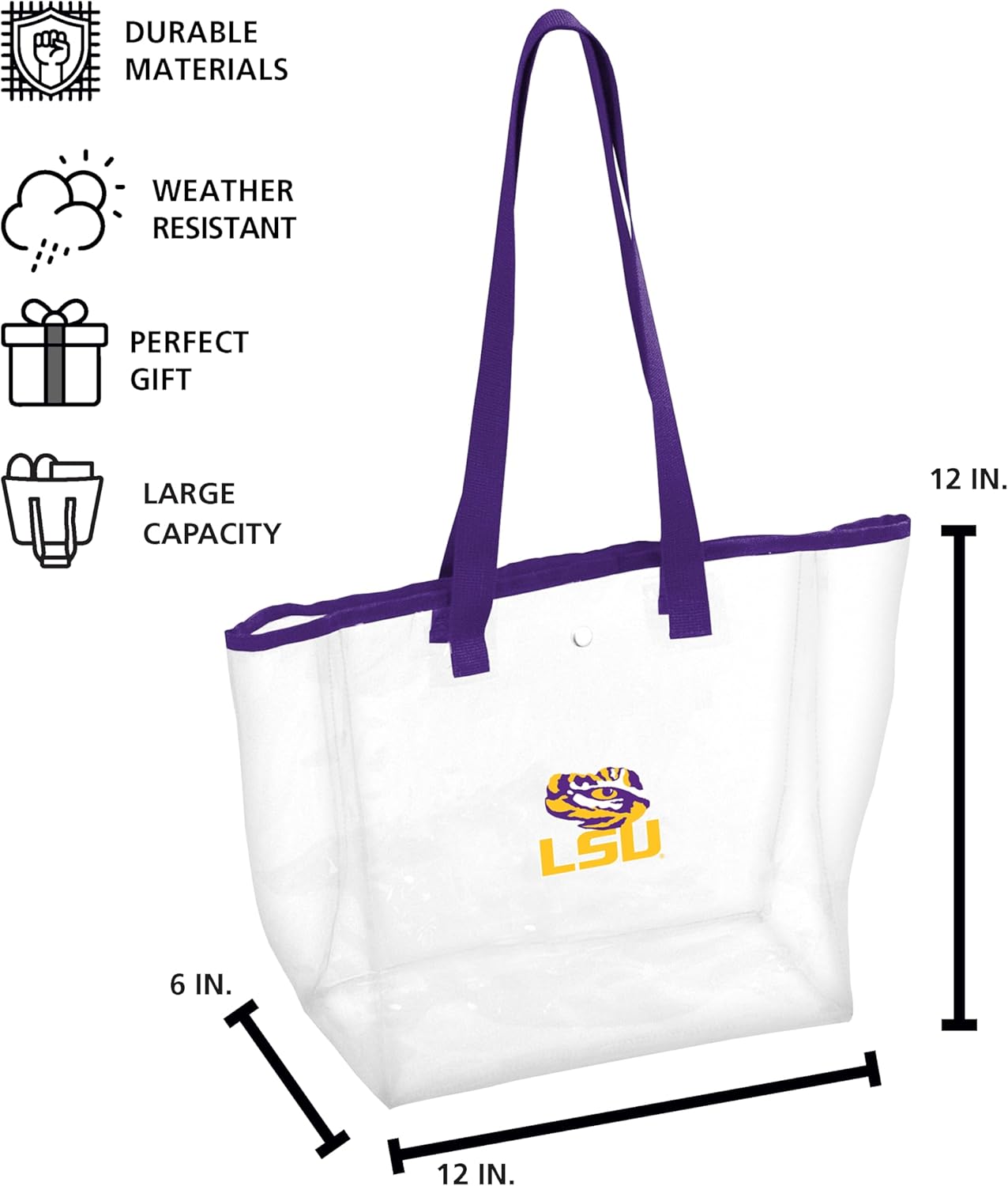 Logo Brands Officially Licensed NCAA Unisex Stadium Clear Tote, One Size, Team Color