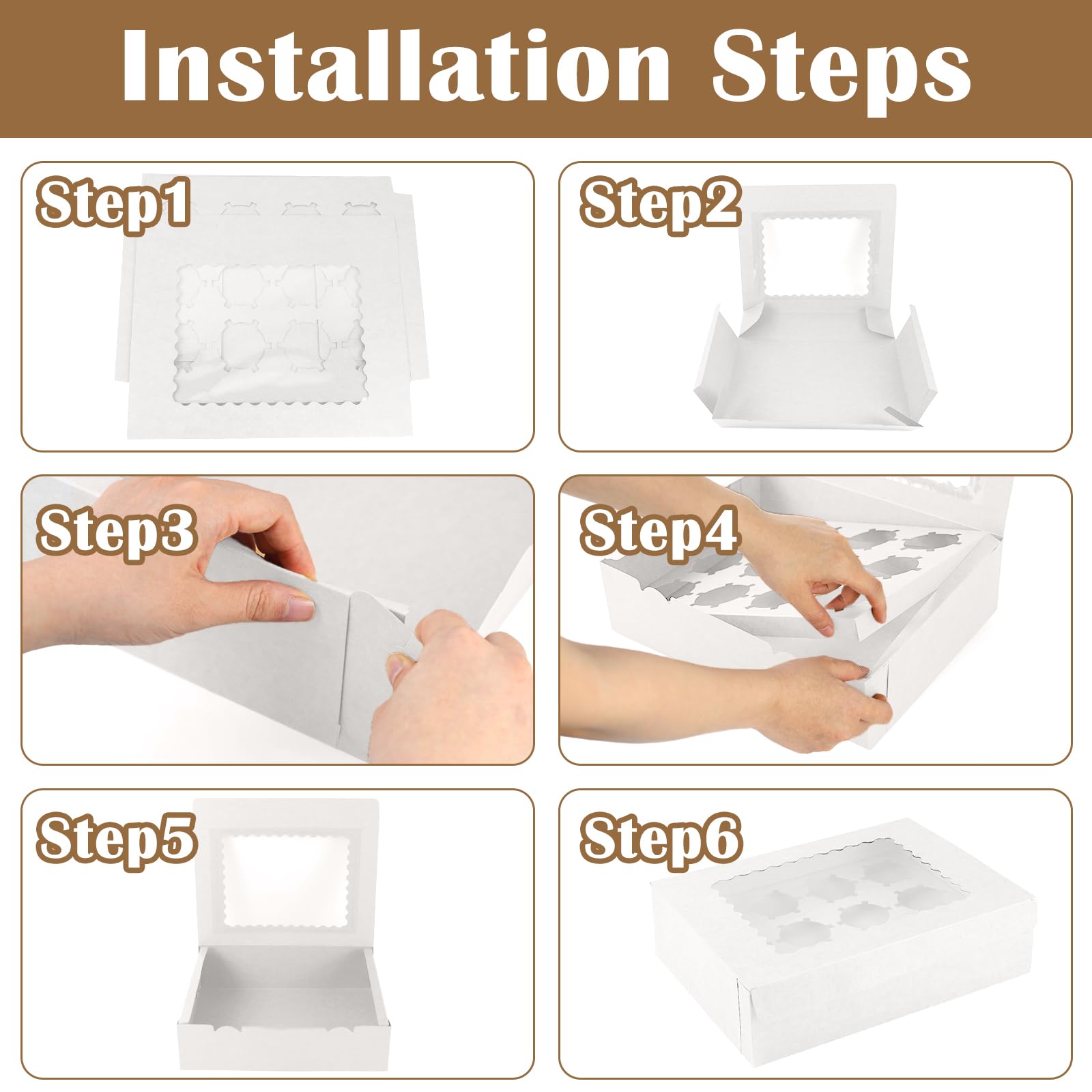 10 Scatole Per Cupcake Con 12 Fori - Cartone Con Finestra, Trasporto Muffin E Biscotti, Riciclabili - Foto 4