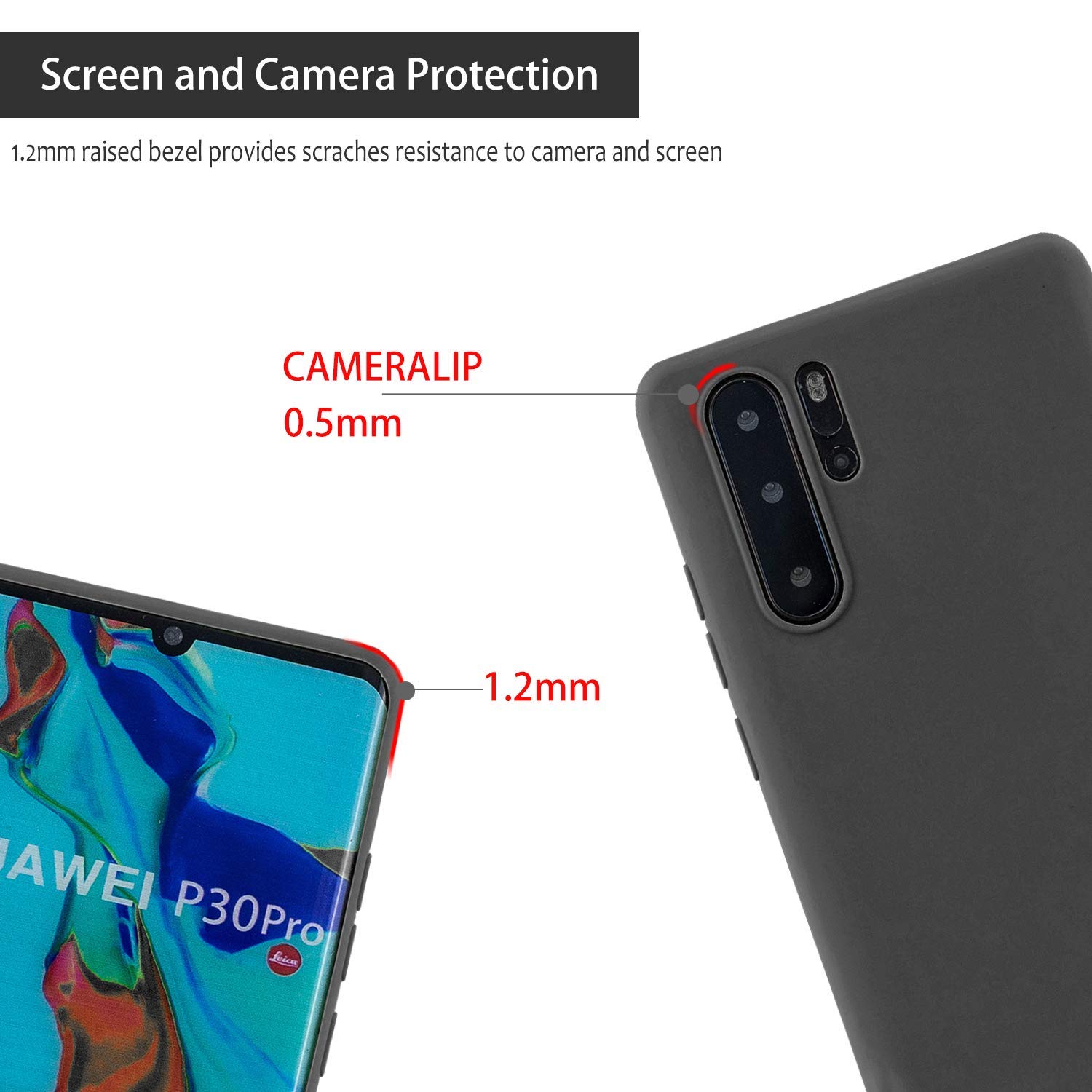Schutzhülle Mit Displayschutz Für Huawei P30 Pro – Rutschfest, Stoßsicher, Dunkelrosa