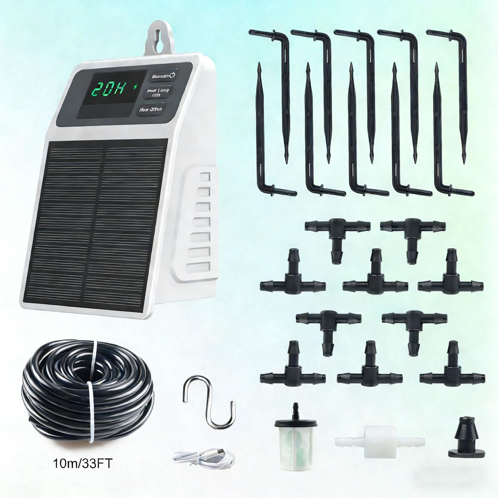 Struttura Automatica per irrigazione da Giardino Orologio modificabile Solare velocità Flusso 630 ml Momento IPX5 Impermeabile Vari cespugli Attrezzatura da Giardino Domestico
