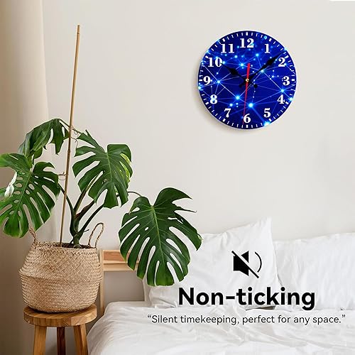 Miniatura 4 de Relojes de pared con pilas, diseño geométrico abstracto azul, silencioso, sin tictac, decorativo, para interiores y exteriores, para sala de estar,